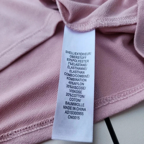 Adrianna Papell Pink Pullover Lace Short Sleeves Stretch Square Neck Top Shirt L - Picture 9 of 9